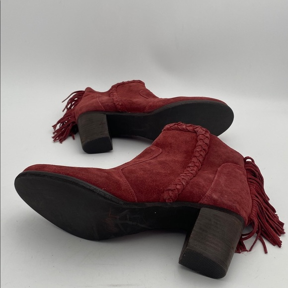 Matisse Red Suede Ankle Booties Fringe details women 9.5M casual festival boho - Picture 9 of 14